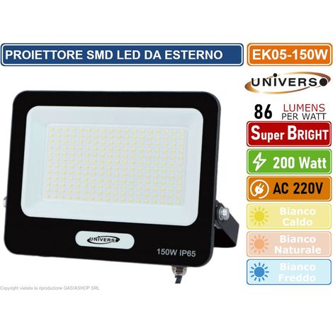 UNIVERSO EK05-150W-N FARO PROIETTORE SMD LED FLOODLIGHT 150W SLIM IP65 COLORE NERO - 3000K 4000K 6500K - Colore Luce:Bianco Caldo (1/3)