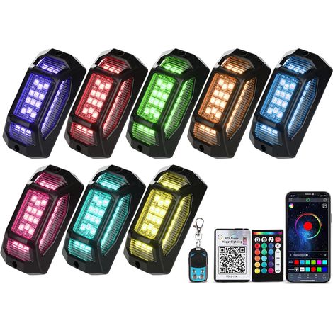 8 set di luci RGB colorate per roccia con 5 bordi angolari - camion e auto - copertura esterna illuminata impermeabile IP67 - kit incluso - 8 set (1/5)