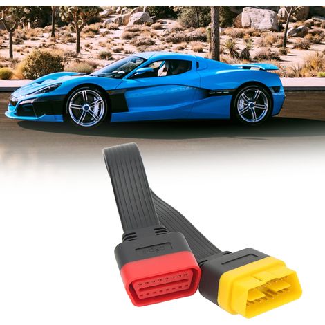 Outil de diagnostic automobile : adaptateur d'interface OBD2 mâle vers femelle (connecteurs rouge et jaune) (1/5)