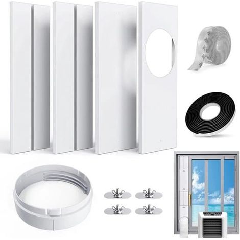 Kit universel pour fenêtre pour climatiseur portable, tuyau d'évacuation avec raccord, joint en PVC pour fenêtres coulissantes (pour tuyau de 15 cm) (1/5)