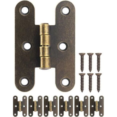 Set of 6 classic vintage antique bronze metal hinges, 55 x 37 mm