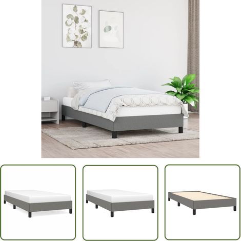 The Living Store Bettgestell ohne Matratze Dunkelgrau 100x200 cm Stoff - Bettrahmen - Doppelbett - Lattenrost - Holzrahmen - Massivholzbette (1/5)