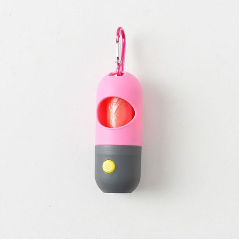 Boîte à ordures pour animaux de compagnie LED sac à caca pour chien sac à ordures pour pilules boîte de rangement pratique fournitures de nettoyage pour chat et chien,rose (1/5)