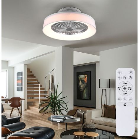 Ventilatore da soffitto con illuminazione luce soggiorno telecomando plafoniera bianca con ventilatore, luce notturna dimmerabile CCT timer, LED 30 watt 3500Lm 2700-6500K, D 47 cm