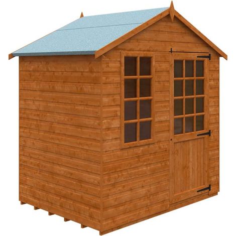 5 x 7 Feet Simple Summer Room 12mm Shed - Solid Wood/Softwood/Pine - L145 x W205 x H236.7 cm - Burnt Orange