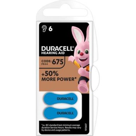 Duracell DA675 blíster de 6 / Ultra pilas de botón para audífonos
