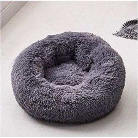Cama redonda para perros y gatos – Cojín suave con colchón grueso, 40 cm, gris oscuro