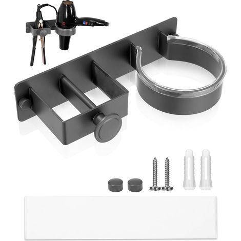 1 Support Seche Cheveux Mural,Acier Inoxydable SUS304,Design Ouvert,Avec Crochet,Salle De Bain Et Hotel (1/5)