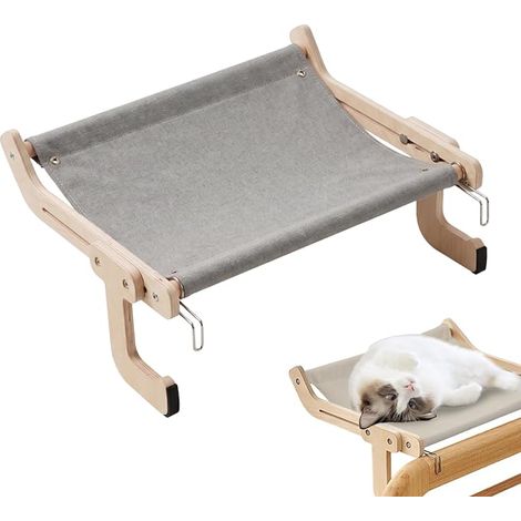 cat hammock for window, hanging for cats, cat bed balcony, wooden with perches for window, wooden for bed sill, hammock for (1/5)
