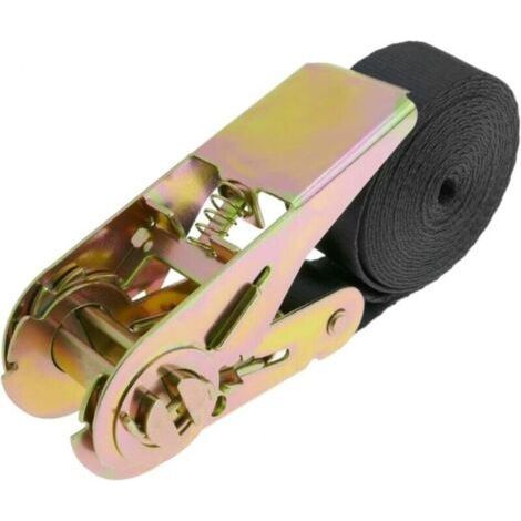 Set of 1 Ratchet lashing straps 2.5m x 25mm 800Kg, Black color Lashing belt tensioner, ratchet tensioner, rope tensioner (1/4)