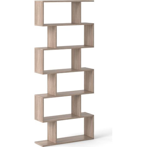 Libreria a S 80 x 23 x 191 cm design moderno 6 ripiani spaziosi versatile legno grigio 200019149