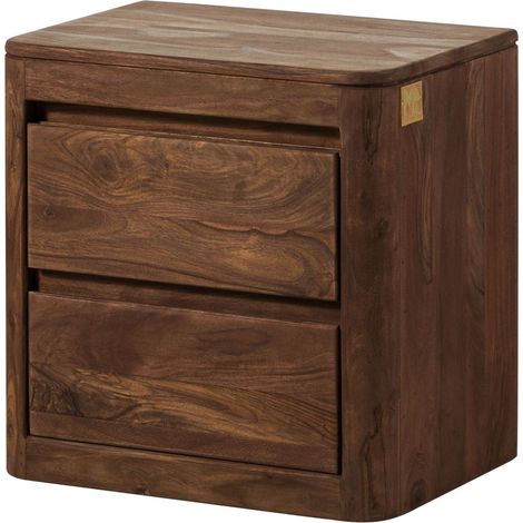 Comodino in legno di sheesham 50x35x50 decapato marrone scuro TORONTO 163