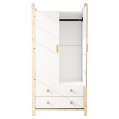 Armoire 2 portes avec penderie et 2 tiroirs idéale pour une chambre un salon ou une entrée Dimensions : 90 × 45 × 180 cm