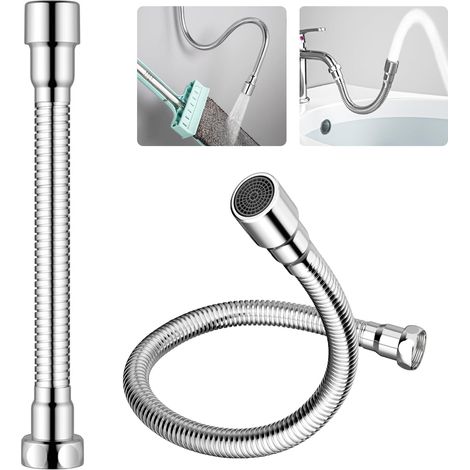 Rallonge de robinet - Extenseur de robinet rotatif - Économiseur d'eau - Lavabo de cuisine - Robinets mitigeur rotatif à 360 ° - Économie d'eau - 2 modes - 1 pièce - 30 cm (1/5)