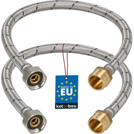KOTARBAU® Lot de 2 Flexible Robinet 1/2" x 1/2" - Flexible Eau - Tuyau Robinet 50 cm - Mâle x Femelle - Rallonge Robinet Cuisine Flexible - Acier Inoxydable - Tuyau Flexible Plomberie (1/4)