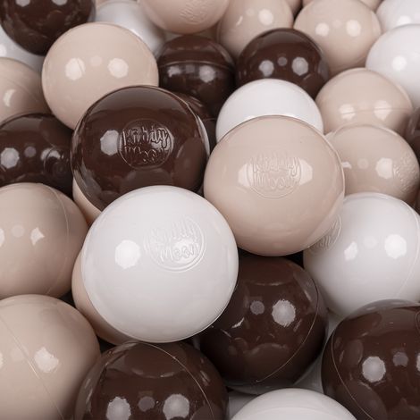 KiddyMoon Plastikbälle 7 cm, pastellbeige-braun-weiß, 200er-Set