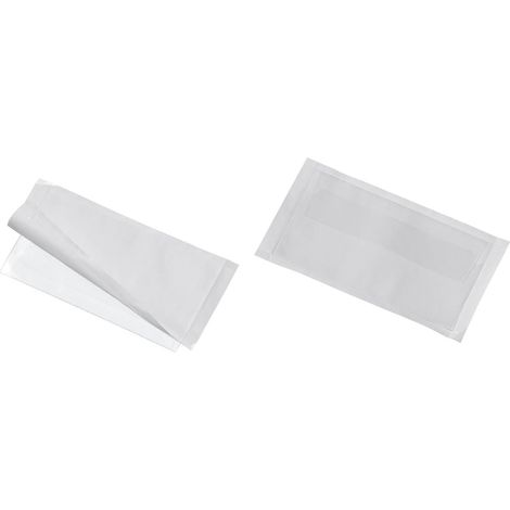 Durable Resistente 809219 Pocketfix Plus, tasche autoadesive con cappuccio di chiusura per biglietti da visita, 10 pz, 106 x 65 mm, trasparente (1/4)