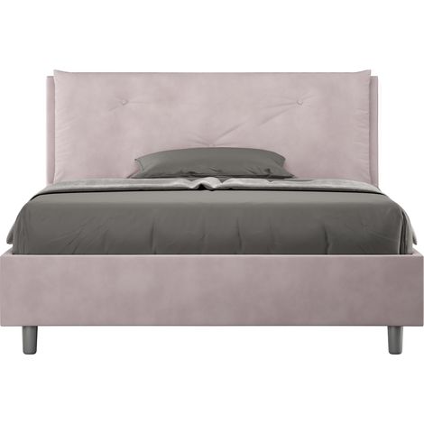 Letto Matrimoniale Francese 140x200 cm con Rete e Contenitore Imbottito in Microfibra Appia Large Glicine (1/5)