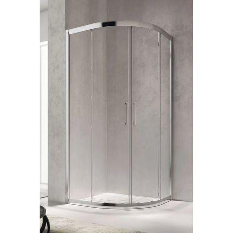 Glass - Box Doccia Semicircolare Isy Iy 86,5-89 Cm H.195 Cm - Vetro Satinato 6 Mm