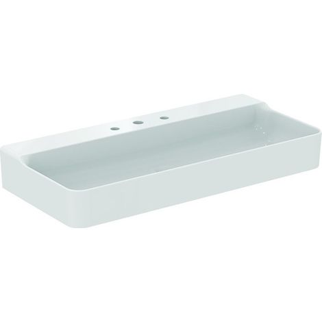 Lavabo CONCA 1000x450x165mm bianco sabbiato con rubinetteria IdealPlus 3 fori, senza troppopieno IDEAL STANDARD