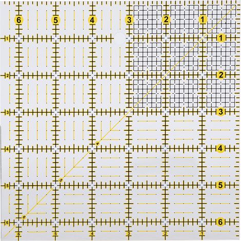 Règle de patchwork carrée 16x16 cm pour couture et quilting, outil de précision en plastique (1/5)