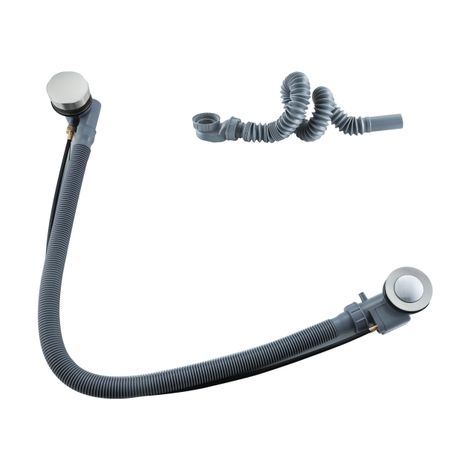 FugaFlow Eccelente Acces Ensemble vidage de baignoire - commande rotative - rallongé - acier inoxydable brossé