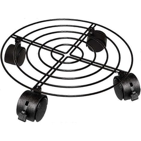 Support à plantes en métal robuste - Support rond en fer de 33 cm (13 po) sur roulettes, pour pots de fleurs de jardin (1/5)