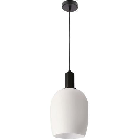 Suspension Wolken minimaliste noire verre blanc E27 (1/5)