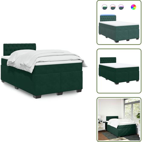 The Living Store Boxspringbett mit Matratze Dunkelgrün 120x200 cm Samt - Boxspringbett - Doppelbett - Samtbett - Samt - Liegekomfort (1/5)