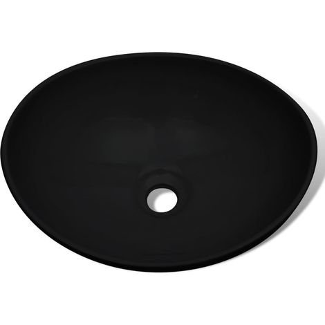 vidaXL Ceramic Basin 40x33 cm Black (140675) (1/5)