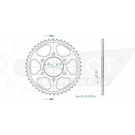 Couronne Acier Kawasaki - 525 - 43 Dents - Similaire JTR1489 - Made in Germany