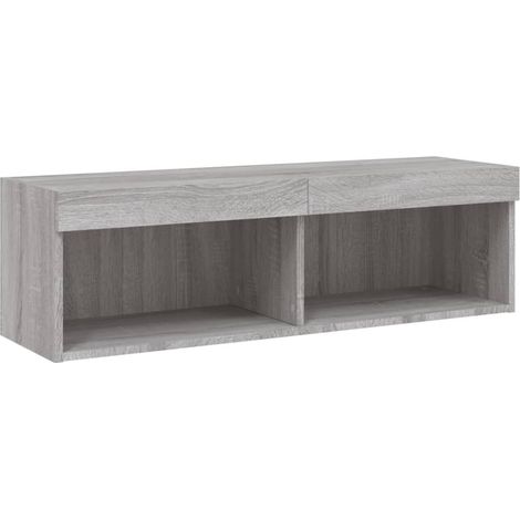Mobile TV multimediale scaffale TV credenza TV sala da pranzo soggiorno camera da letto con luci LED sonoma 100 x 30 x 30 cm grigio 020026794