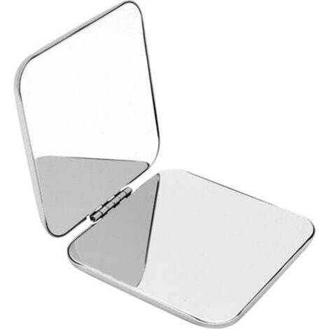 Miroir de poche pliable double face en acier inoxydable – carré compact, idéal voyage et quotidien, cadeau femme/homme (1/5)