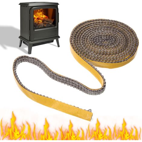 Guarnizione per stufa a legna, guarnizione per inserto camino, guarnizione per inserto camino, 3 m x 15 mm x 3 mm, guarnizione per porta stufa a legna, striscia sigillante adesiva, adatta per caminett