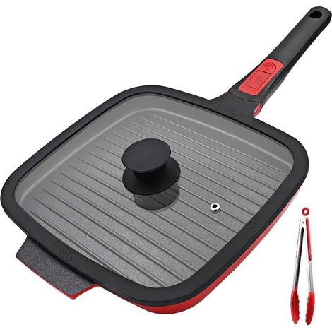 Grill Pan with Lid 26 x 24 cm Grill Pan with Removable Handle (1/5)