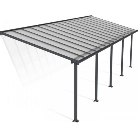 Patio Cover Olympia 3 x 9.15 Clear - Polycarbonate - L924 x W300 x H305 cm - Grey