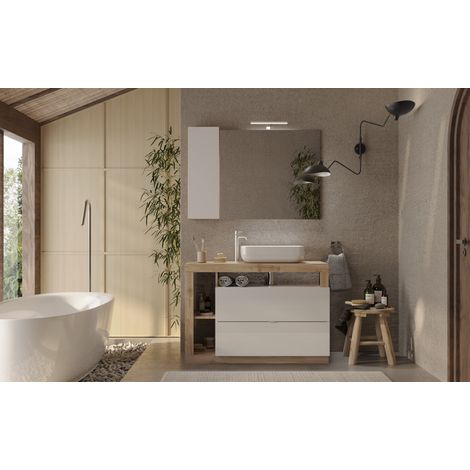 Conjunto muebles para baño HAMBURG blanco brillante y Kadiz 110 x 79 x 49 cm (1/3)