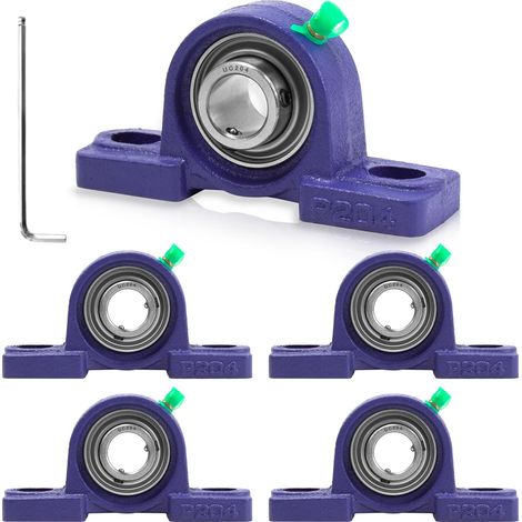 Palier Roulement 5Pcs UCP 204, Bride de Roulement de Bloc d'oreiller, Corps de Paliers en Fonte Bille Acier Roulements Est Doté d'un Graisseur, pour Roue de Brouette, Machine à Rouler (1/5)