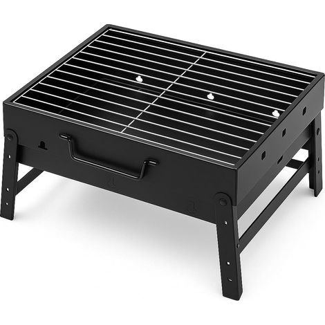 Barbecue Charbon Compact - 1 Unité - Acier - Poignée Intégrée - Jardin Camping Balcon - Noir (1/5)