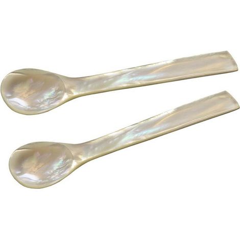 Lot de 2 cuillères à caviar et œuf en nacre naturelle angles droits 11 cm - PANGIVO (1/5)