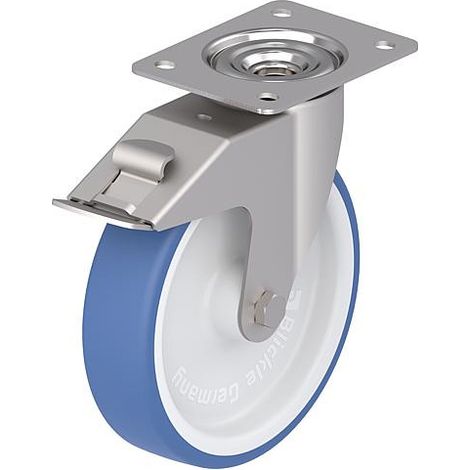 Roulette pivotante BLICKLE inox LEX-POTHS 100G diam.-roue 100mm avec butoir (1/2)