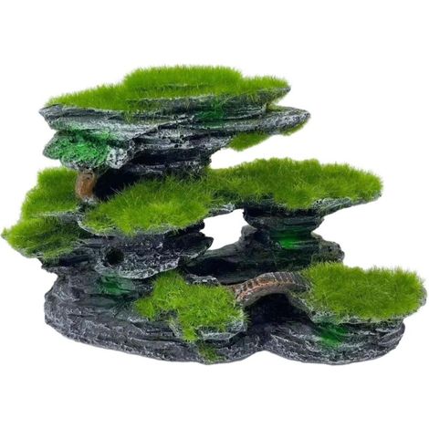 2pieces Aquarium Vue sur Pierre résine Aquarium décoration Betta grottes rocaille Paysage, Roche Grotte pour Poissons, Rocaille