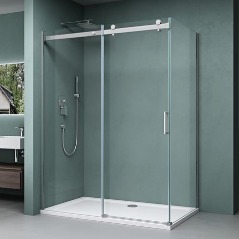 Mai & Mai Eckdusche 90x120 cm Duschkabine Sicherheitsglas 8mm ESG beidseitige NANO-Beschichtung Schiebetür Dusche R-17 (1/5)