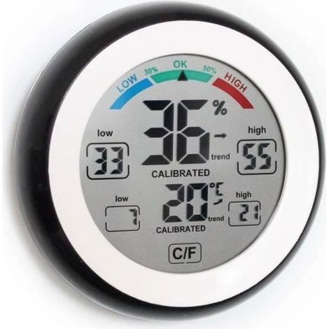 Thermomètre Hygromètre Digital - SNAKIOX - Rond - Sans fil - LCD - Blanc (1/4)