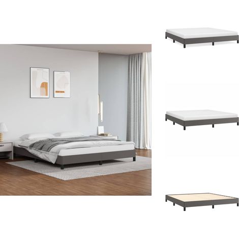 Cadre de lit sans matelas gris 180x200 cm similicuir - Cadre De Lit - Lit Double - Similicuir - Lit Moderne - Meuble Chambre (1/5)