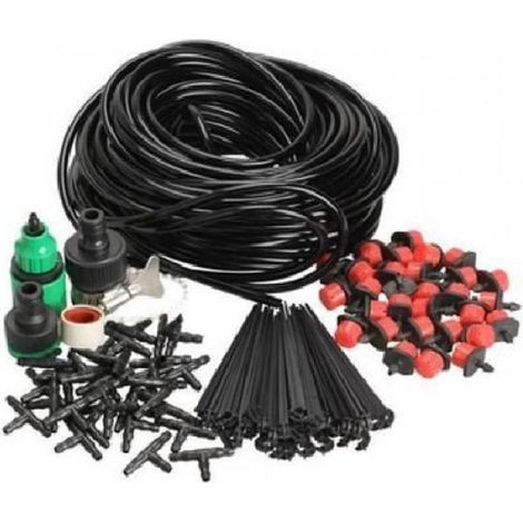 Kit arrosage goutte à goutte, 30 goutteurs, tuyau 25m, 360 degrés, jardin intérieur (1/2)
