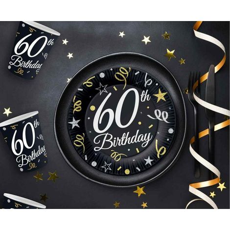 Piatti di carta per il 60° compleanno, 18 cm, 6 pezzi. (1/2)