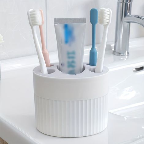 Ensemble organisateur moderne en plastique pour brosses à dents et dentifrice — 4 emplacements (Lot de 1) (1/5)