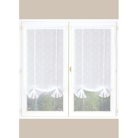 Paire de Stores Relevables en Etamine Blanc 90x200 cm