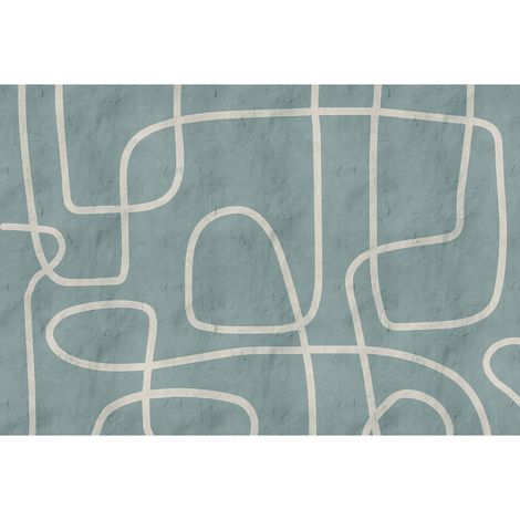 Papier peint panoramique original idéal pour chambre Tapisserie panoramique bleu motif géométrique Papier peint panoramique design pour salon (1/2)